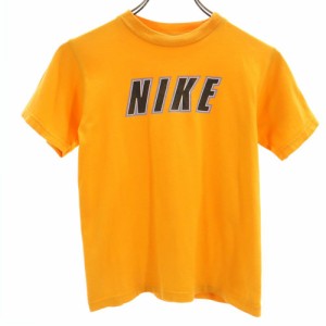 ナイキ 90s 00s 白タグ オールド プリント 半袖 Tシャツ オレンジ NIKE キッズ 240328