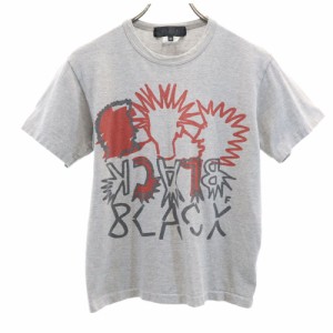 ブラックコムデギャルソン 2015年 日本製 1Q-T004 プリント 半袖 Tシャツ M グレー系 BLACK COMME des GARCONS メンズ 240331