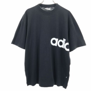 アディダス オールド 両面プリント トレフォイルロゴ 半袖 Tシャツ L ブラック adidas メンズ 240401