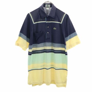 ラコステ 90s オールド ボーダー 半袖 ポロシャツ L ネイビー系 IZOD LACOSTE メンズ 240401