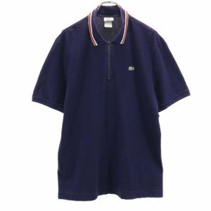 ラコステスポーツ フランス製 半袖 ポロシャツ 7 ネイビー LACOSTE SPORT 鹿の子 フロントジップ メンズ 240401