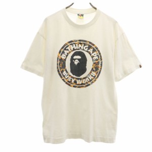 ベイプ 日本製 プリント 半袖 Tシャツ L ホワイト系 BAPE A BATHING APE メンズ 240402