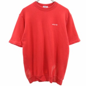 アディダス 70s 80s デサント製 ヴィンテージ トレフォイルロゴ 半袖 Tシャツ O レッド系 adidas メンズ 240403