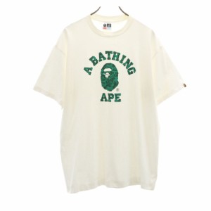 ベイプ 日本製 プリント 半袖 Tシャツ XL ホワイト BAPE A BATHING APE メンズ 240406