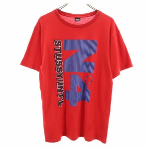 ステューシー プリント 半袖 Tシャツ M レッド STUSSY メンズ 240405