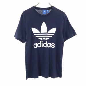 アディダス トレフォイルロゴ プリント 半袖 Tシャツ L ネイビー adidas メンズ 240407