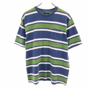 ステューシー ボーダー 半袖 Tシャツ M ブルー系 STUSSY ポケT メンズ 240408