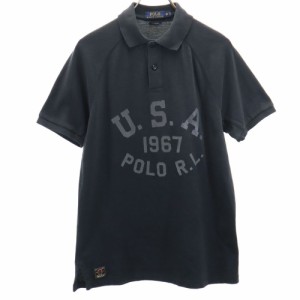 ポロラルフローレン 半袖 カスタムフィット 鹿の子 ポロシャツ M ブラック POLO RALPH LAUREN CUSTOM FIT メンズ 240409