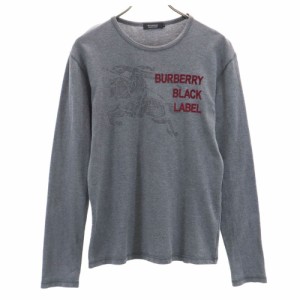 バーバリーブラックレーベル 三陽商会 日本製 長袖 Tシャツ 2 グレー系 BURBERRY BLACK LABEL ロンT メンズ 240411