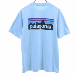 パタゴニア アウトドア バックプリント 半袖 Tシャツ XS ブルー系 patagonia ポケT メンズ 240411