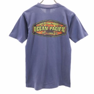 オーシャンパシフィック 90s USA製 オールド バックプリント 半袖 Tシャツ L ネイビーパープル系 oceanpacific レディース 240411