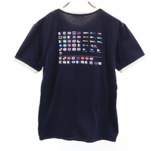 バーバリーブラックレーベル 三陽商会 日本製 バックプリント 半袖 リンガー Tシャツ 2 ネイビー BURBERRY BLACK LABEL メンズ 240414