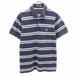 フレッドペリー ボーダー 半袖 ポロシャツ S ネイビー FRED PERRY 鹿の子 メンズ 240414