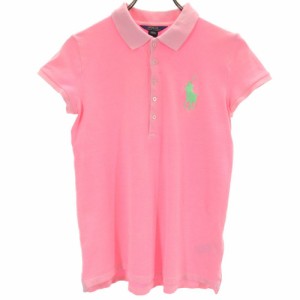 ポロラルフローレン ビッグポニー刺繍 半袖 鹿の子 ポロシャツ XL 16 ピンク POLO RALPH LAUREN キッズ 240414