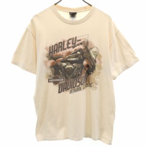 ハーレーダビッドソン プリント 半袖 Tシャツ L ベージュ HARLEY DAVIDSON メンズ 240414