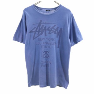 ステューシー プリント 半袖 Tシャツ M ブルー STUSSY メンズ 240415