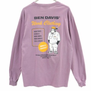 ベンデイビス バックプリント 長袖 Tシャツ Ｌ パープル系 BEN DAVIS ロンＴ メンズ 240416