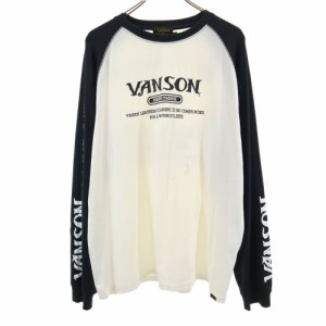 バンソン 両面プリント 長袖 Tシャツ XXL ブラック×ホワイト VANSON ロンT  ビックサイズ メンズ 240419