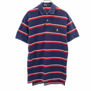 ポロバイラルフローレン ボーダー柄 半袖 ポロシャツ M ネイビー×赤×白 Polo by Ralph Lauren 鹿の子地 メンズ 240424