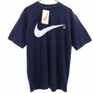 未使用 ナイキ 90s 00s 白タグ オールド 半袖 Tシャツ L ネイビー NIKE デカロゴ メンズ 240425