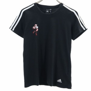 アディダス × ディズニー コラボ バックプリント 半袖 Tシャツ L 黒 adidas ミニーマウス レディース 240425