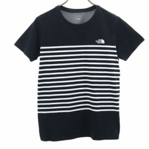 ノースフェイス アウトドア NTW31950 ボーダー柄 半袖 Tシャツ L ブラック THE NORTH FACE Panel Border Tee レディース 240426