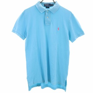 ポロバイラルフローレン インパクト21社製 半袖 ポロシャツ M 水色 Polo by Ralph Lauren 鹿の子地 メンズ 240430