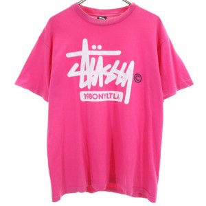 ステューシー プリント 半袖 Tシャツ M ピンク STUSSY メンズ 240430