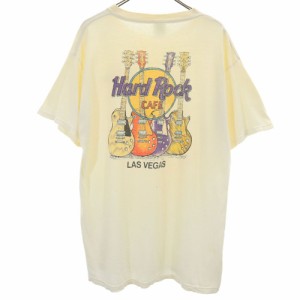 ハードロックカフェ バックプリント 半袖 Tシャツ XL イエロー系 HARD ROCK CAFE メンズ 240502