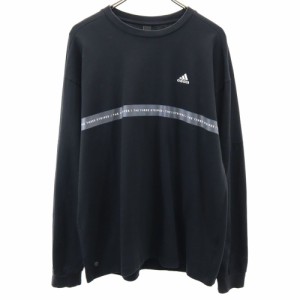 アディダス バックプリント 長袖 Tシャツ ブラック adidas ロンT メンズ 240502