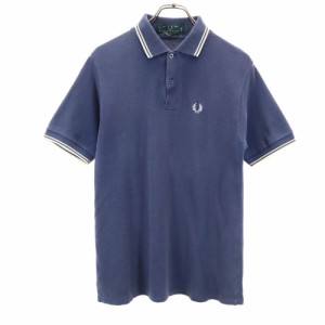 フレッドペリー イングランド製 半袖 ポロシャツ 40 ネイビー系 FRED PERRY 鹿の子 メンズ 240502