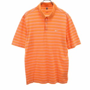ナイキゴルフ ボーダー柄 ゴルフ 半袖 ポロシャツ L オレンジ系 NIKE GOLF メンズ 240503
