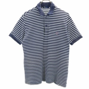 フレッドペリー ボーダー 半袖 ポロシャツ L ネイビー系 FRED PERRY 鹿の子 メンズ 240504