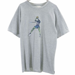 ナイキ 90s オールド プリント 半袖 Tシャツ M グレー NIKE バスケットボール メンズ 240506