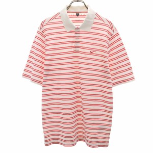 ナイキゴルフ ゴルフ 半袖 ポロシャツ L 白×赤 NIKE GOLF 鹿の子地 メンズ 240506