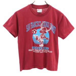 ヘインズ 90s USA製 オールド 半袖 Tシャツ L（14-16） レッド系 Hanes キッズ 240509