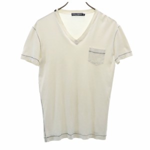ドルチェアンドガッバーナ イタリア製 半袖 Vネック Tシャツ 44 白 DOLCE＆GABBANA メンズ 240510