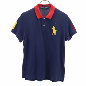 ラルフローレン インパクト21 ビックポニー 半袖 ポロシャツ L ネイビー系 RALPH LAUREN 鹿の子地 スキニーポロ レディース 240510