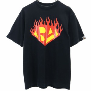 ベイプ 日本製 プリント 半袖 Tシャツ M ブラック BAPE アベイシングエイプ A BATHING APE メンズ 240510