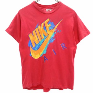 ナイキ 90s USA製 オールド 銀タグ プリント 半袖 Tシャツ M（10/12） レッド NIKE キッズ 240511