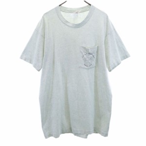フルーツオブザルーム 90s USA製 オールド ポケT 半袖 Tシャツ XL グレー系 FRUIT OF THE LOOM ポケT メンズ 240513