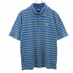 ナイキ ゴルフ ボーダー柄 半袖 ハーフボタン ポロシャツ M ブルー系 NIKE メンズ 240513