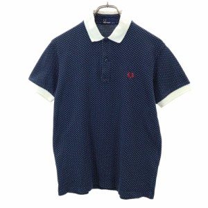 フレッドペリー 日本製 ドット柄 半袖 ポロシャツ M ネイビー FRED PERRY 鹿の子 メンズ 240513