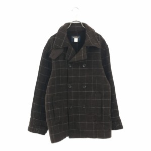 ウールリッチ チェック ウールブレンド ピーコート M ブラウン WOOLRICH メンズ 240121