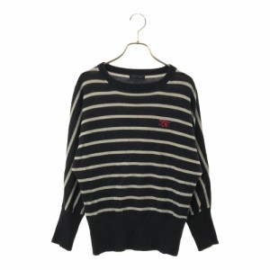 トミーヒルフィガー ボーダー 長袖 セーター M ネイビー TOMMY HILFIGER ニット 刺繍 レディース 240121