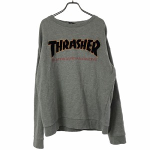 スラッシャー ロゴ 長袖 トレーナー L グレー THRASHER スウェット メンズ 240223