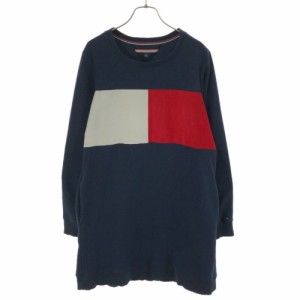 トミーヒルフィガー 長袖 スウェット ワンピース M ネイビー系 TOMMY HILFIGER 裏起毛 レディース 240224