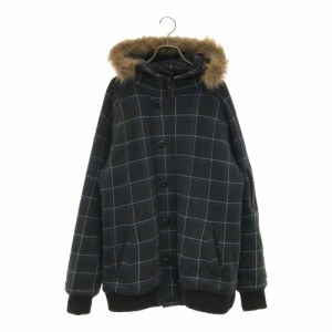 ウールリッチ チェック ファーフード 中綿ジャケット L グレー系 WOOLRICH メンズ 240127