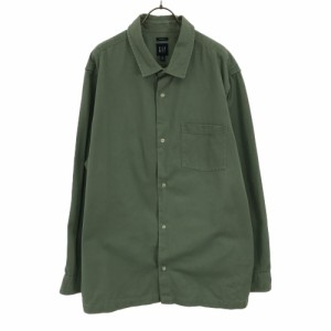 ギャップ 長袖 コットンシャツ XL グリーン系 GAP メンズ 240325