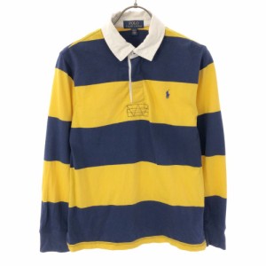 ポロラルフローレン ボーダー 長袖 ラガーシャツ M（10-12） イエロー×ネイビー POLO RALPH LAUREN ポロシャツ キッズ 240415